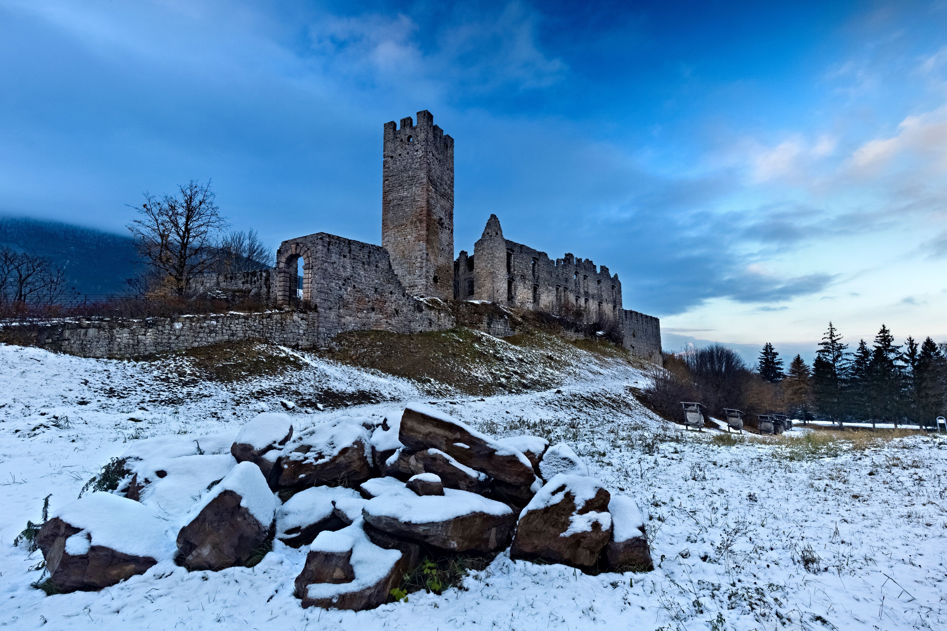 Belfort castle is one of the most fascinating medieval ruins in Trentino. Spormaggiore, Trento province, Trentino Alto-Adige, Italy, Europe.
