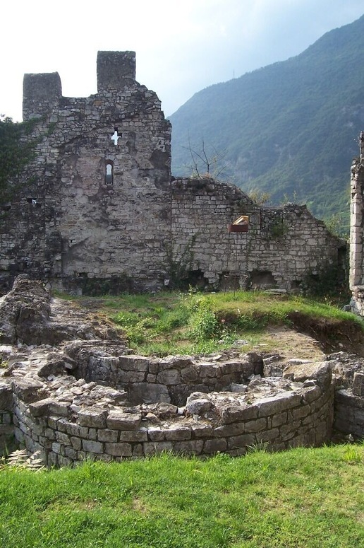 Ruins of the chirch of St. Michael. Castle of Breno, Val Camonica