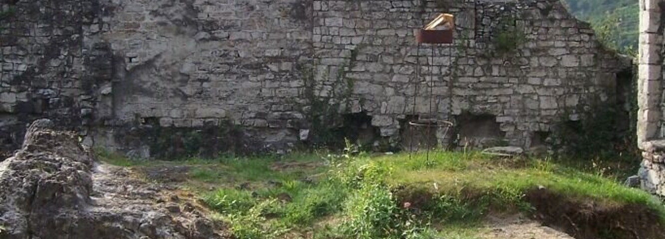 Ruins of the chirch of St. Michael. Castle of Breno, Val Camonica