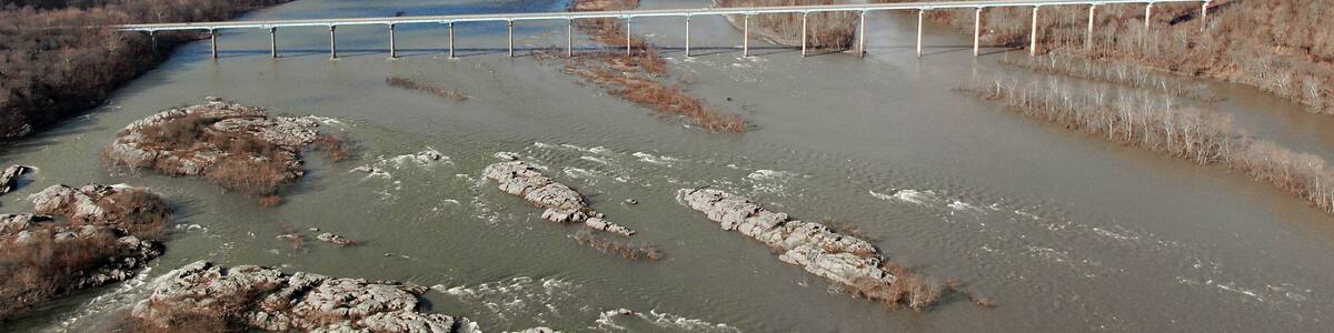 Aerial view Norman-wood Bridge over the Susquehanna river in Holtwood PA
