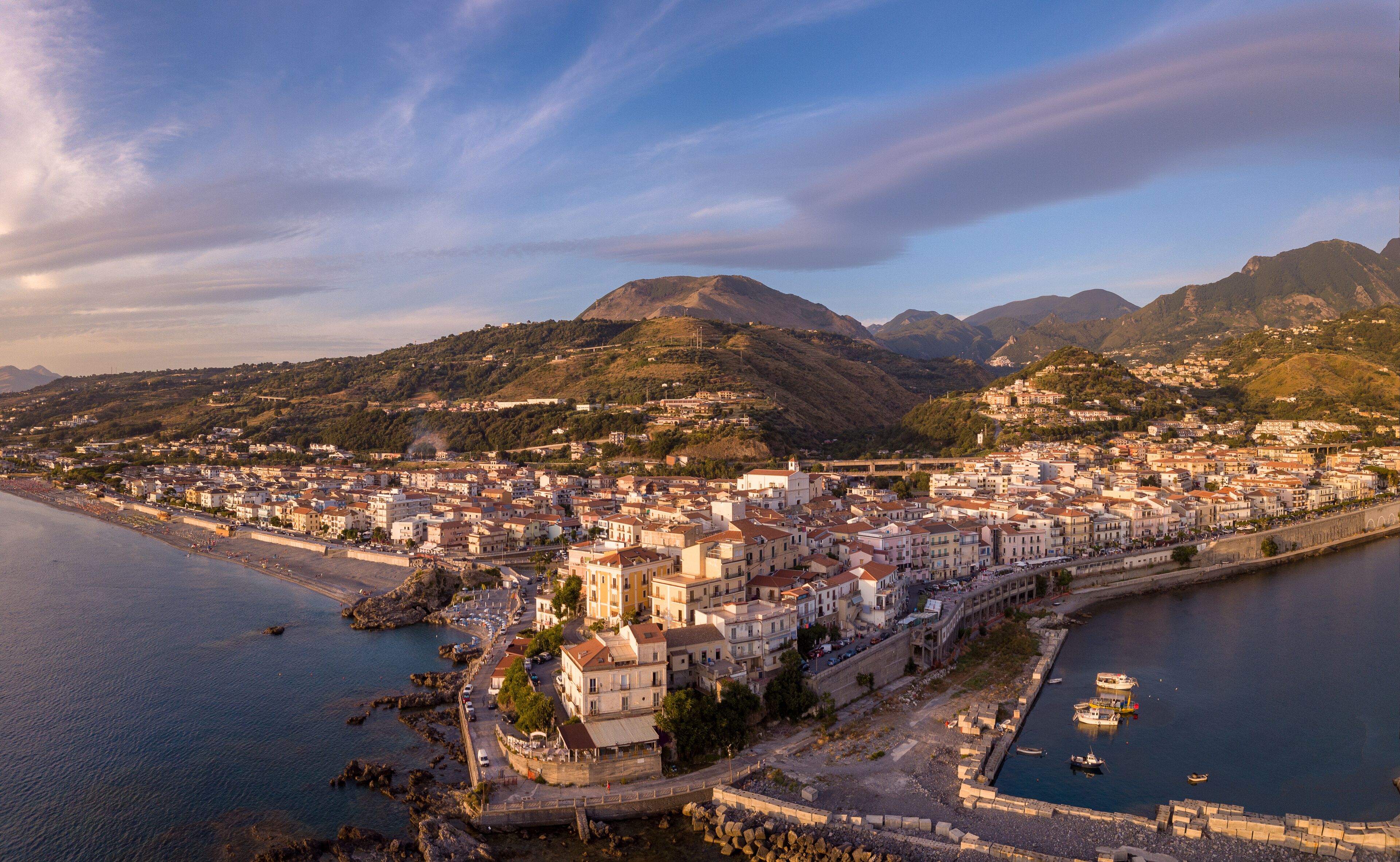 Aerial view of the town of Diamante, Cosenza, Calabria, Italy