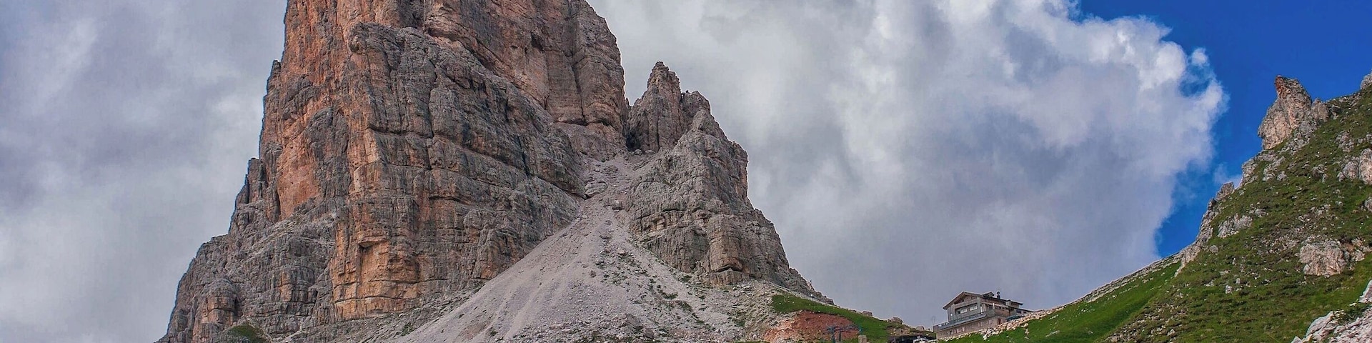 July 2016
Averau peak and Rifugio Averau, Cortina d'Ampezzo reaching
Averau is one of the peaks of Averau-Nuvolau group in Dolomites by Cortina d'Ampezzo. It has an altitude of 2.649 meters and there is a via ferrata to climb it. Under the peak is a saddle with the Rifugio Averau hut (alt. 2.413 m). It is a place only few hours from Cortina and you can shorten the way by using the regular bus lines in the area.