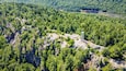 Aerial scenic view of fire observation tower at Bald Mountain Adirondacks