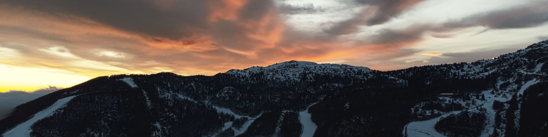 Beautiful sky after sunset over the Italian Alps in Friuli Venezia Giulia at Piancavallo.