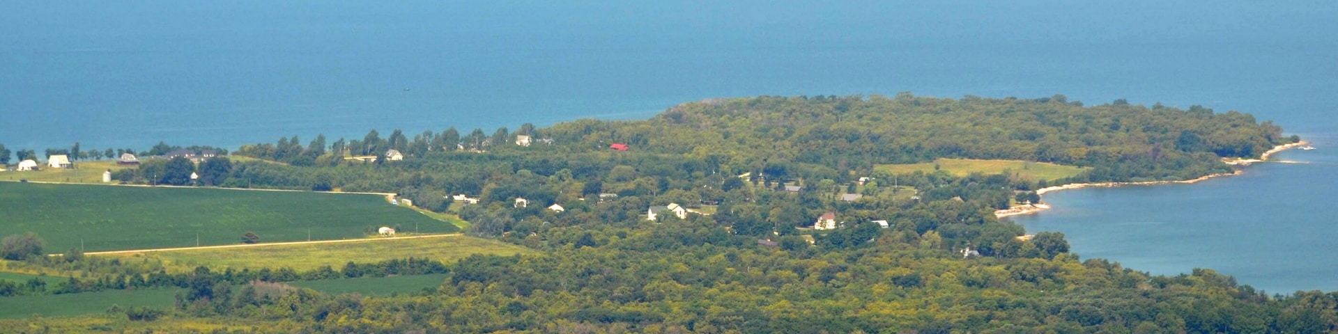 aerial view of the North-Western tip and North bay of Pelee island Lake Erie
