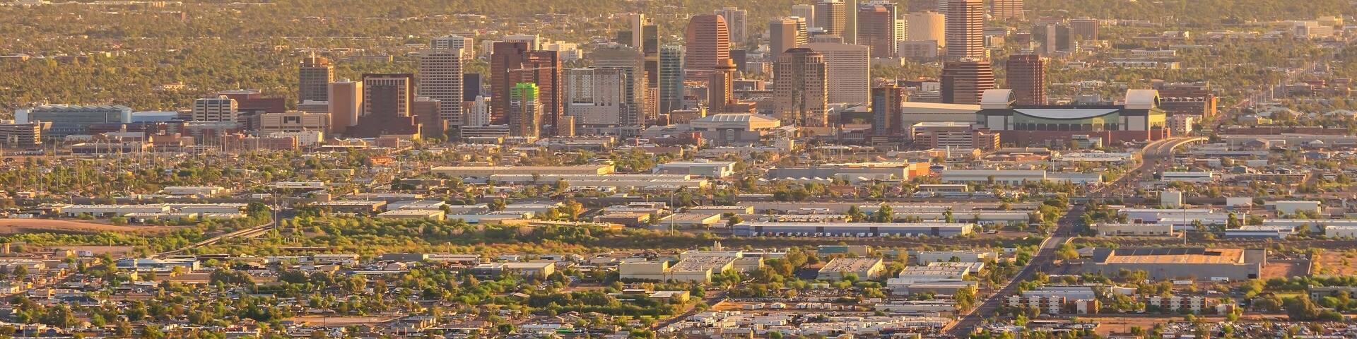 Phoenix city downtown skyline cityscape of Arizona in USA