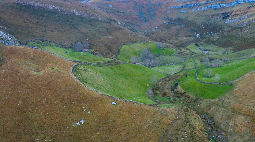 Rural landscape in San Roque de Riomiera, Valles Pasiegos, Cantabria, Spain, Europe