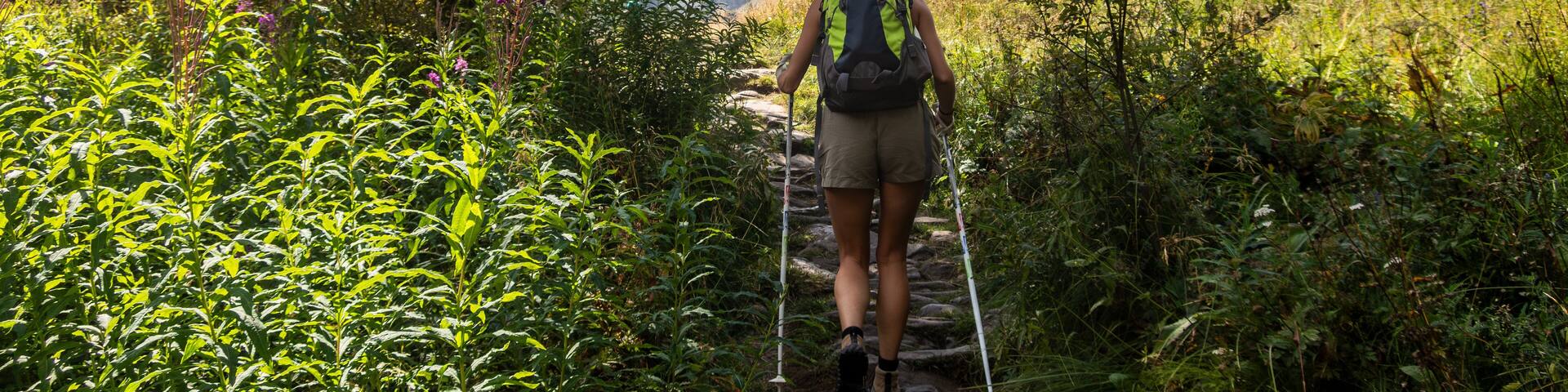 Walking in Rhemes-Notre-Dame mountain municipality located in the upper Rhemes valley, Aosta Valley, Italy