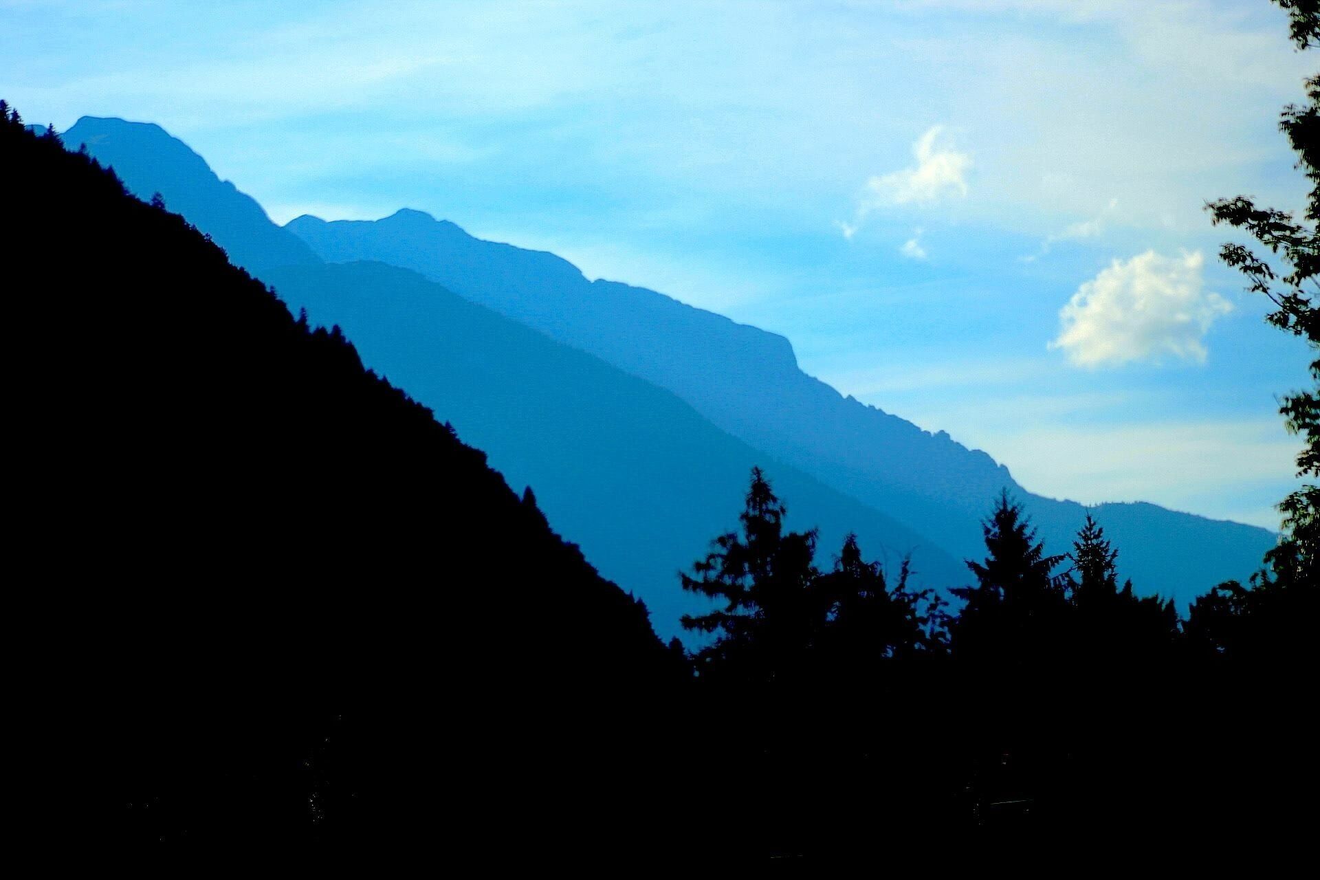 A mountain range with a clear sky.