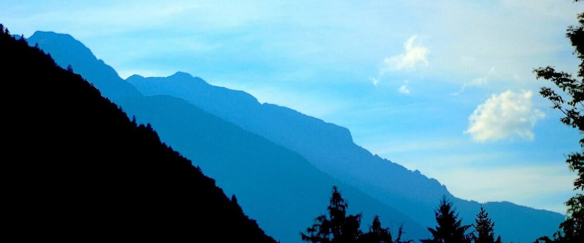 A mountain range with a clear sky.