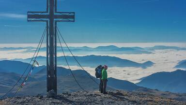 September 2016
Schiestlhaus, Hochschwab, Styria, Austria
Morning view south from Hochschwab summit (alt. 2.227 meters) in the middle of Hochschwab mountain range. It is the most northern part of Alps which rises over 2.000 meters of altitude. There are basically no lifts in the Hochschwab, so you can enjoy it in its natural state. In September the weather is quite stable (although quite windy and freezing in the morning in the top parts) and only few tourists which get such rewarding views for the pain of hiking it by own feet. There is nice mountain hut called Schiestlhaus only 70 alt. meters below the Hochschwab summit, so you can get to the top both for the sunset or sunrise.