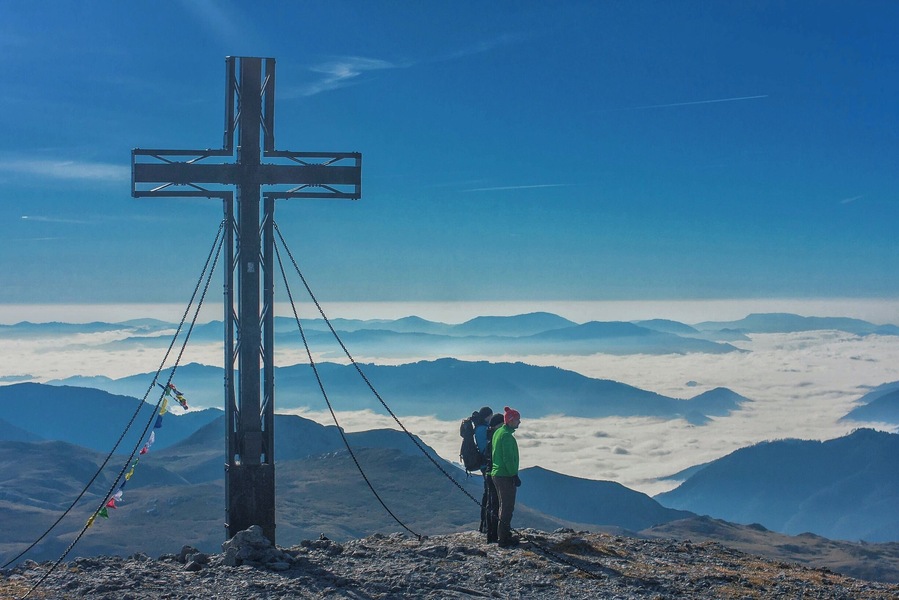 September 2016
Schiestlhaus, Hochschwab, Styria, Austria
Morning view south from Hochschwab summit (alt. 2.227 meters) in the middle of Hochschwab mountain range. It is the most northern part of Alps which rises over 2.000 meters of altitude. There are basically no lifts in the Hochschwab, so you can enjoy it in its natural state. In September the weather is quite stable (although quite windy and freezing in the morning in the top parts) and only few tourists which get such rewarding views for the pain of hiking it by own feet. There is nice mountain hut called Schiestlhaus only 70 alt. meters below the Hochschwab summit, so you can get to the top both for the sunset or sunrise.