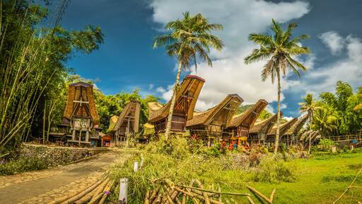 Ancestral houses and greenery