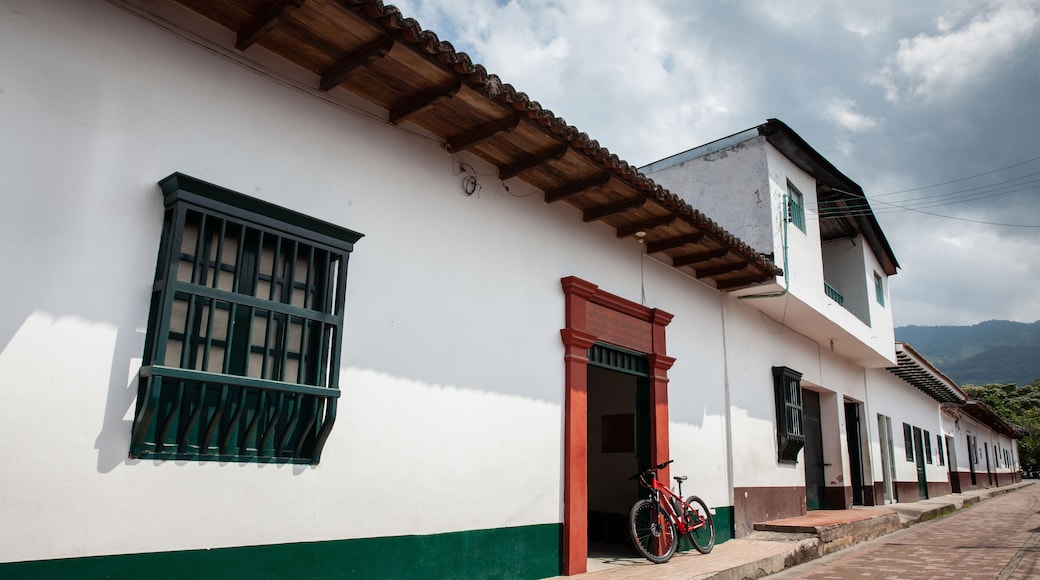 View of the beautiful streets of the Heritage Town of Guaduas located in the Department of Cundinamarca in Colombia.