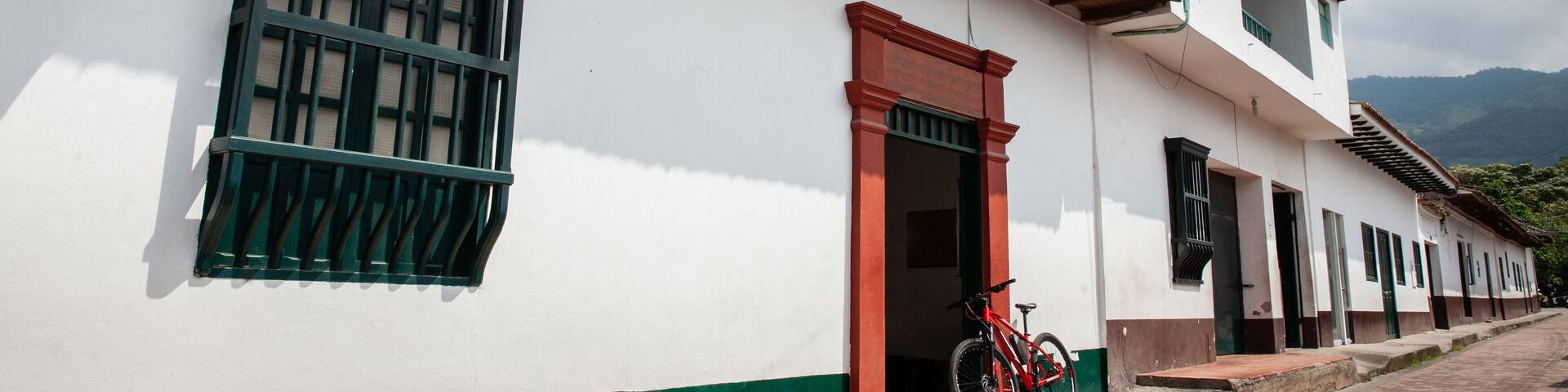 View of the beautiful streets of the Heritage Town of Guaduas located in the Department of Cundinamarca in Colombia.