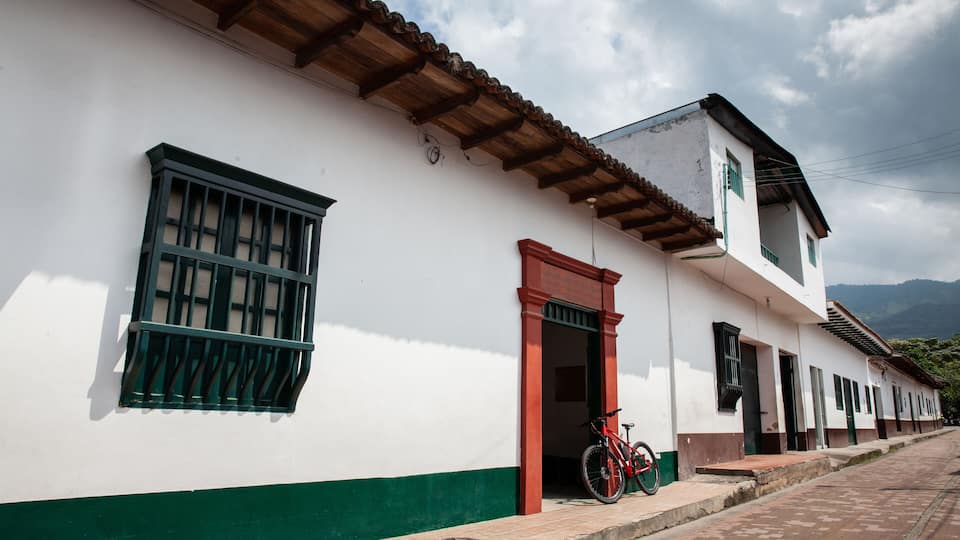 View of the beautiful streets of the Heritage Town of Guaduas located in the Department of Cundinamarca in Colombia.