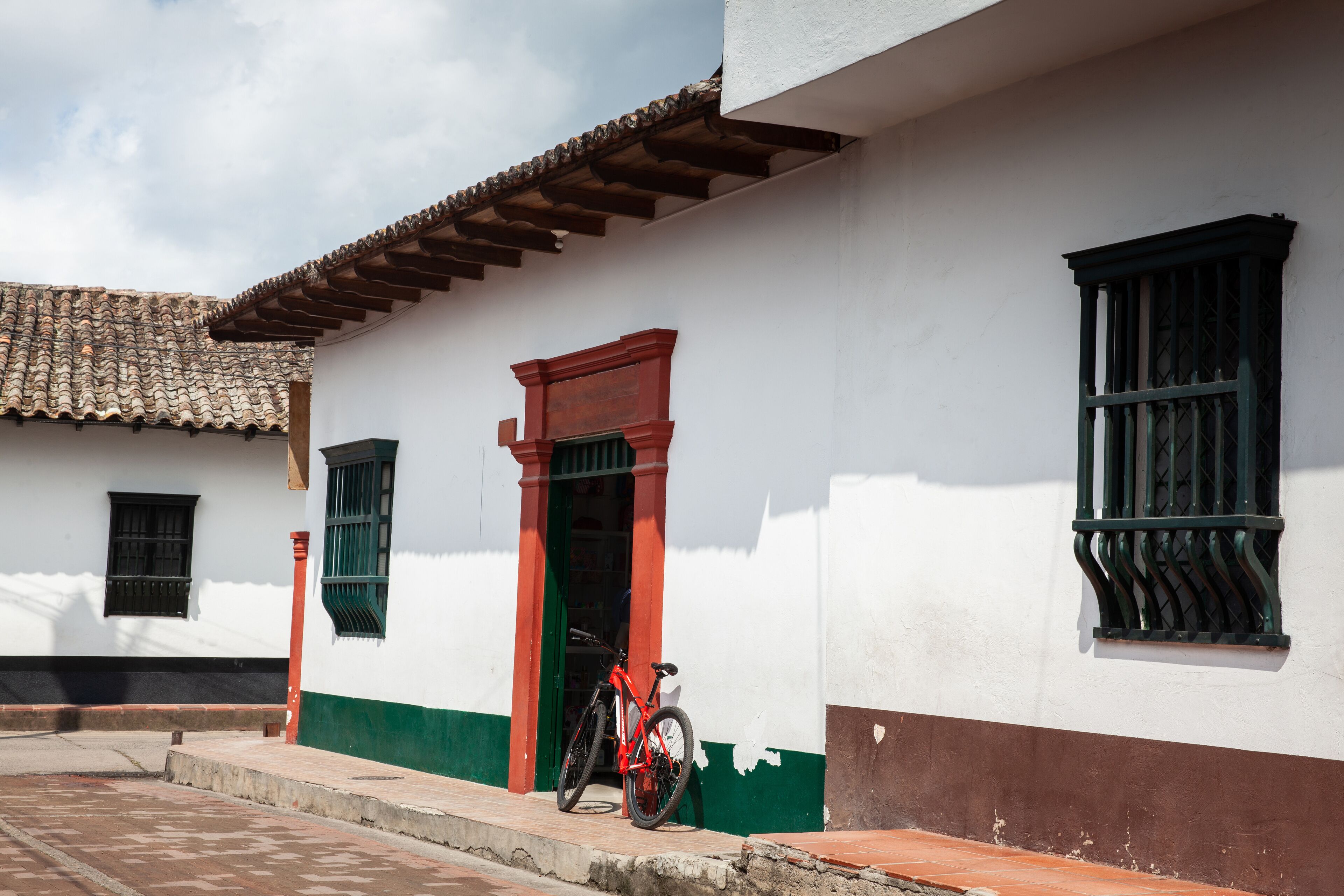 View of the beautiful streets of the Heritage Town of Guaduas located in the Department of Cundinamarca in Colombia.
