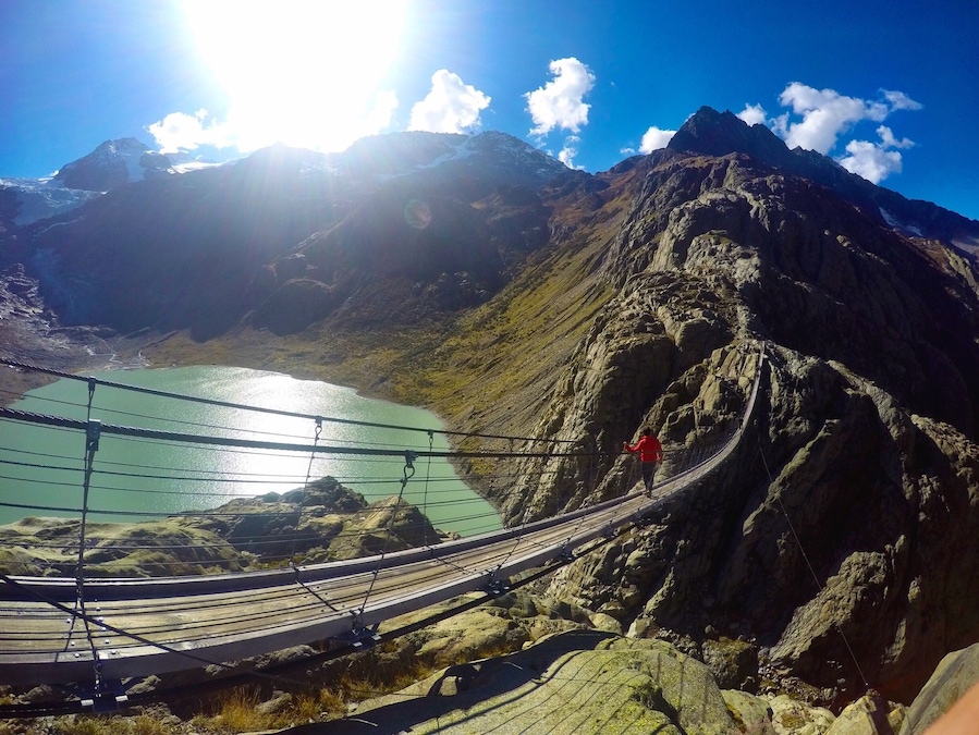 Trift Bridge - Suspension Bridge in Gadmen, Switzerland.