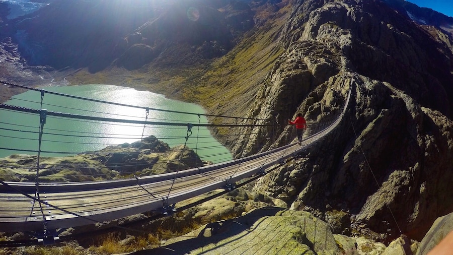Trift Bridge - Suspension Bridge in Gadmen, Switzerland.