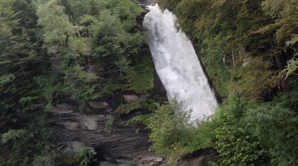 For diehard Sherlock fans, Reichenbach falls are a mustvisit: this is where the master and Prof. Moriarty disappeared in the roaring Reichenbach. That clif is easy to find as Sherlock left a clue...
Take a ride up to the base of the falls and expect to get wet! - do put on your gymshoes or better, if you don't want to look like an unprepared tourist!
http://www.grimselwelt.ch/grimsel-experience/transport-lifts/reichenbach-funicular/
