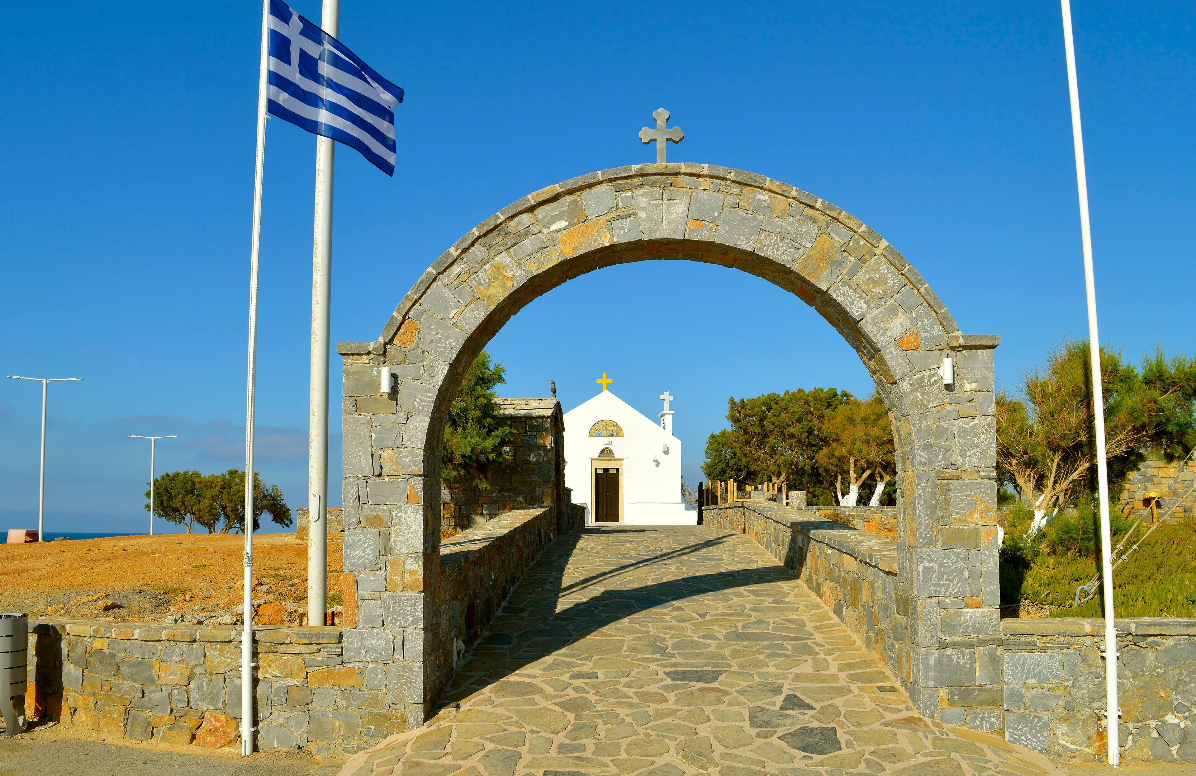 Gouves church of saints Constantine and Helen entrance in Crete