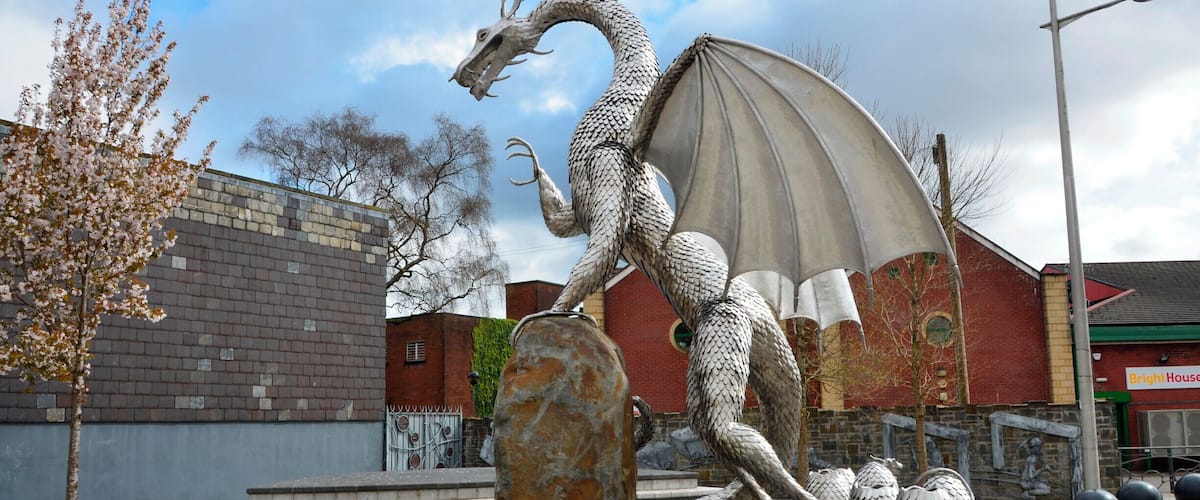 Dragon Sculpture in Ebbw Vale Town.