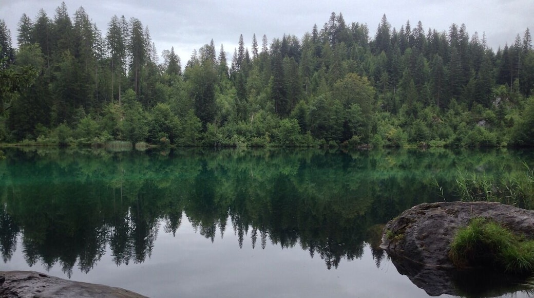Picture poetry. I would not want hords of tourists to show up here, but if you are in the neighborhood: lag la cresta is a clear, crystal clear, lake - the intake of water is subsurface only. It's serenity is best enjoyed swimming early in the morning.
Take the exit Trin Mulin and follow the white signs "Cresta See". It is a 20 minute walk from the parking lot.