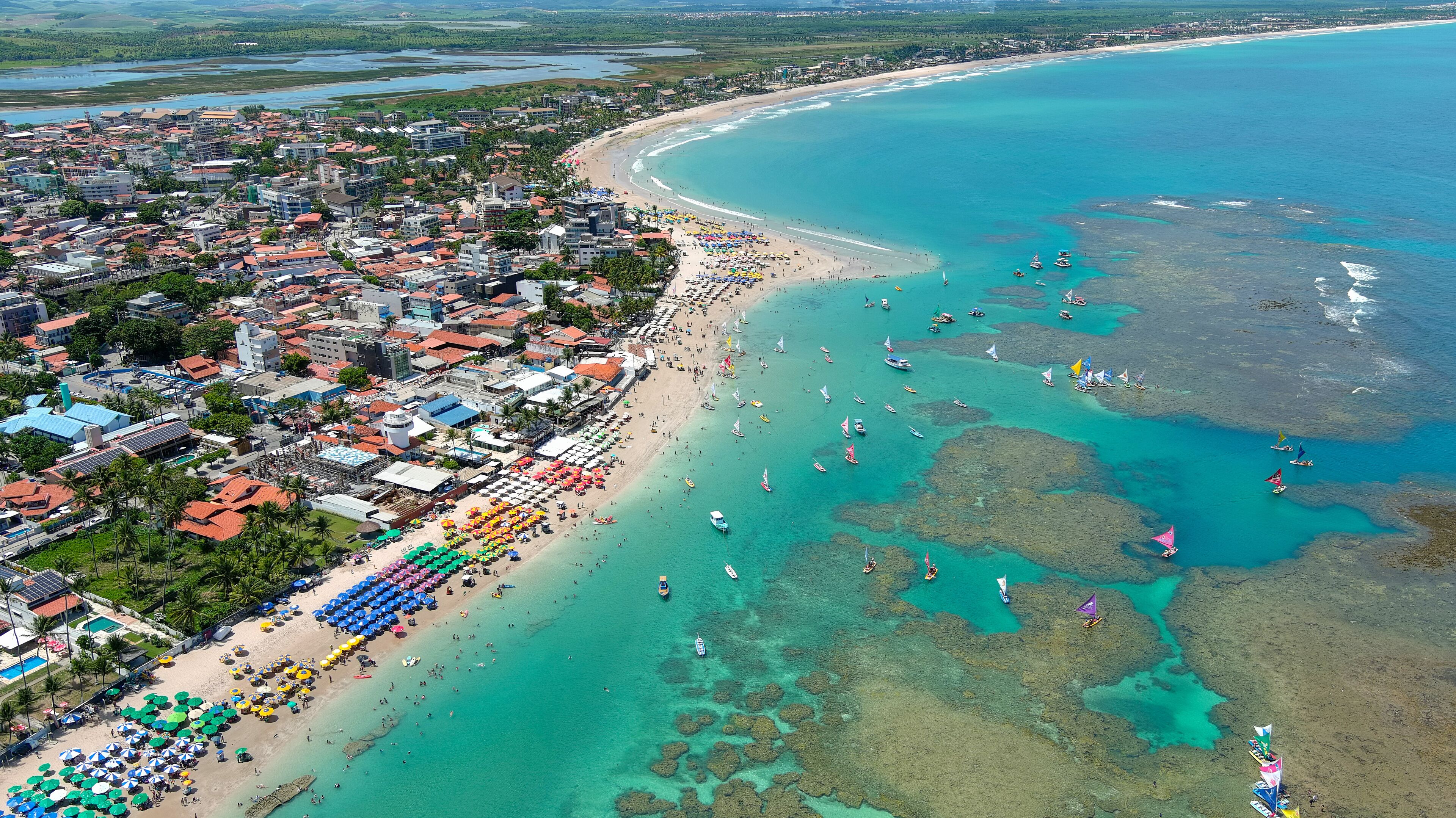 Porto de Galinhas, Brazil. The natural pools, known as 'piscinas naturais,' are what make this town famous and attract visitors to swim alongside colorful fish and explore the vibrant coral reefs