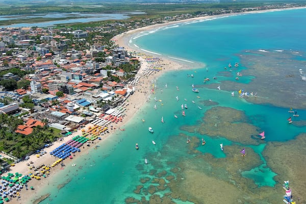Porto de Galinhas, Brazil. The natural pools, known as 'piscinas naturais,' are what make this town famous and attract visitors to swim alongside colorful fish and explore the vibrant coral reefs