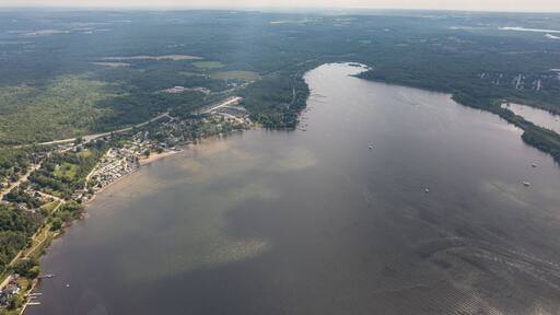 Victoria Harbour waubausehene beach by PENETANGUISHENE in ontario canada drone views
