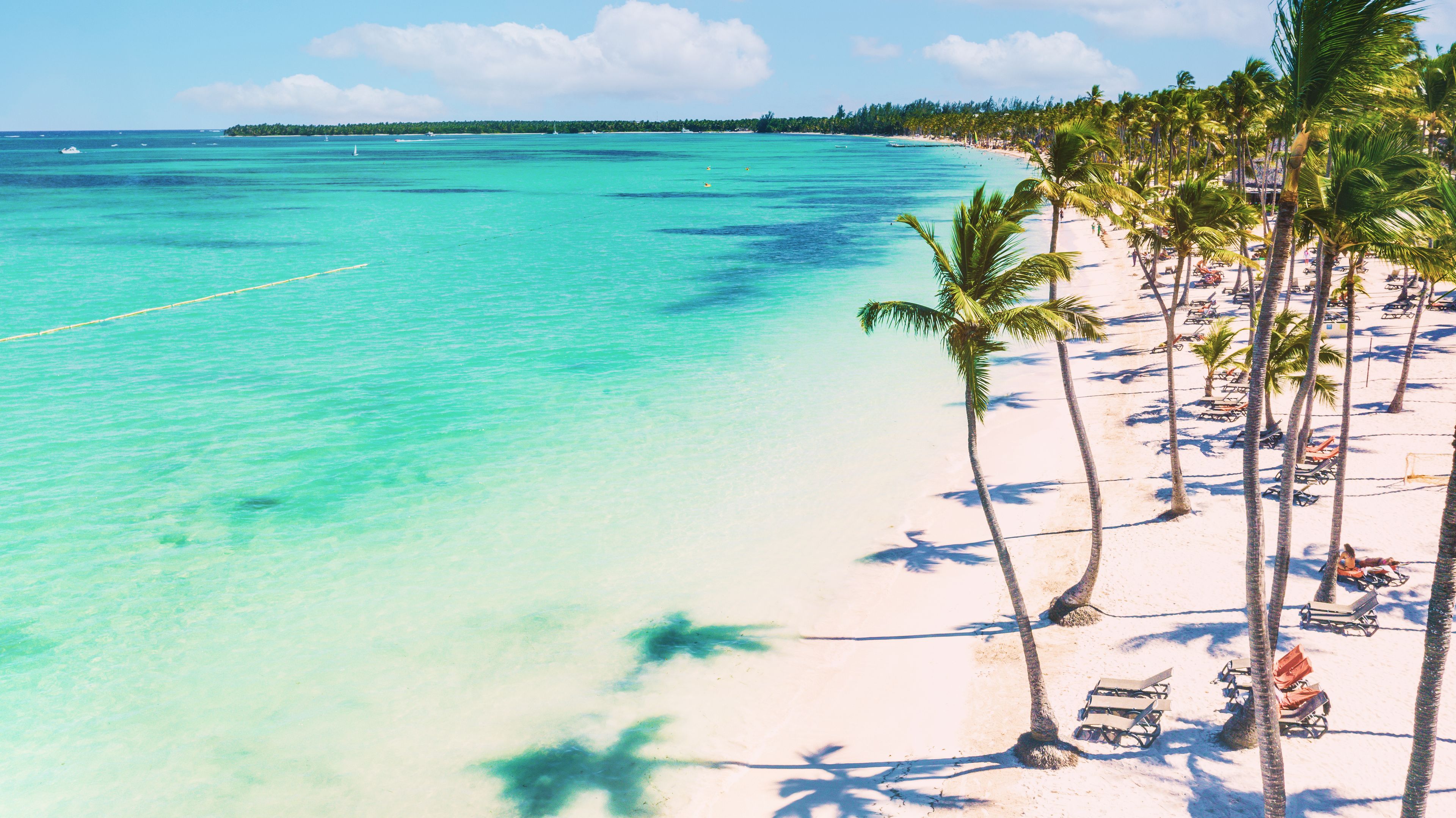 aerial view of a beautiful caribbean beach in Bavaro, Punta Cana, Dominican Republic