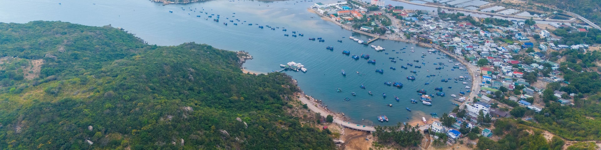 Aerial view of Vinh Hy bay, Nui Chua national park, Ninh Thuan province, Vietnam