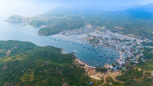 Aerial view of Vinh Hy bay, Nui Chua national park, Ninh Thuan province, Vietnam