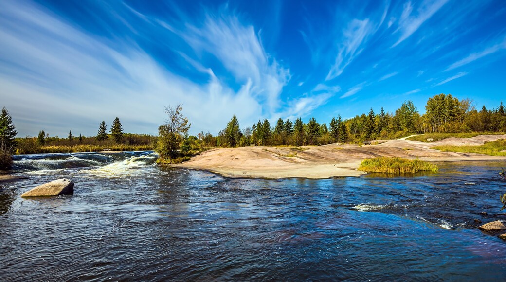 Thin cirrus clouds and water rapids
