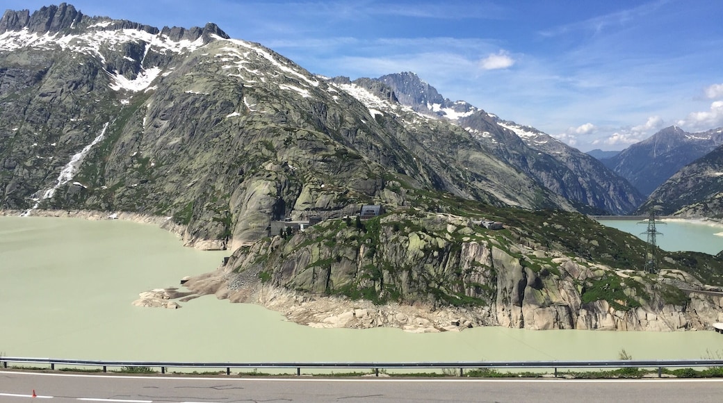 Here is a view of the Historic Grimsel Hotel located in the mountains in the middle of nowhere