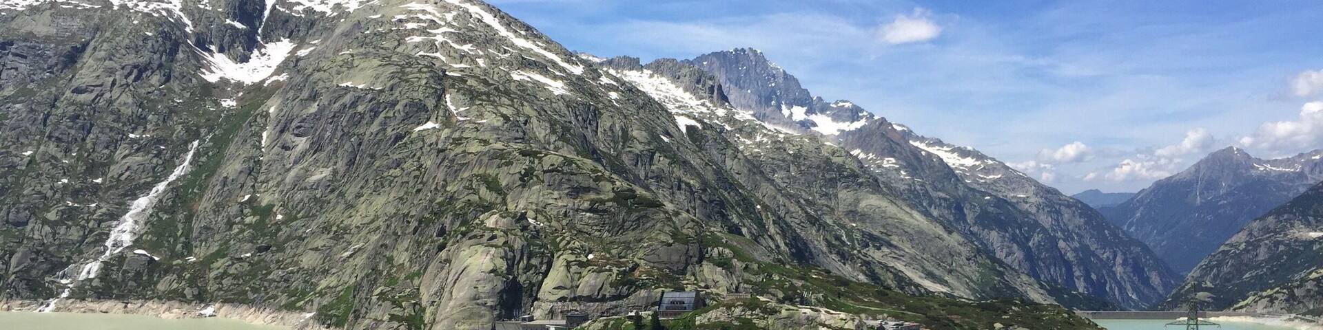 Here is a view of the Historic Grimsel Hotel located in the mountains in the middle of nowhere