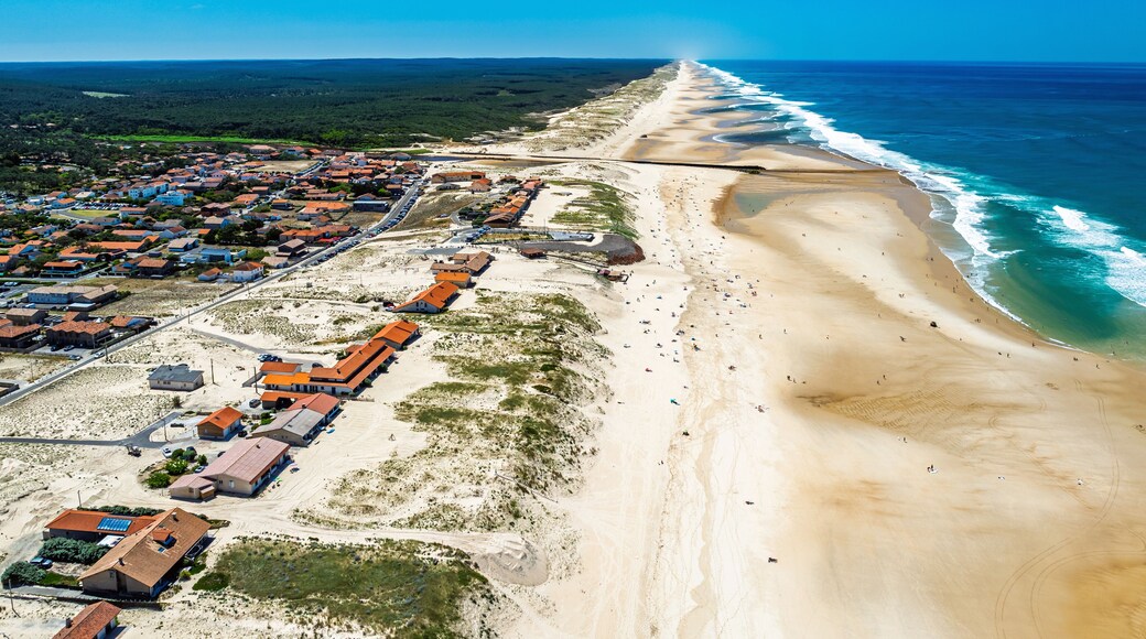 Contis beach from a drone, Saint Julien en Born , Saint-Julien-en-Born, Landes, France, Europe