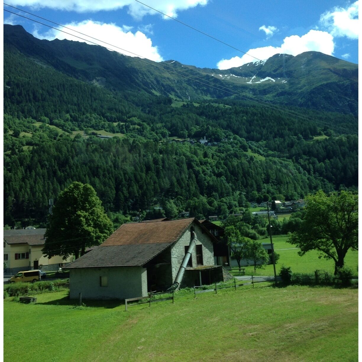 Farm town near Swiss alps 