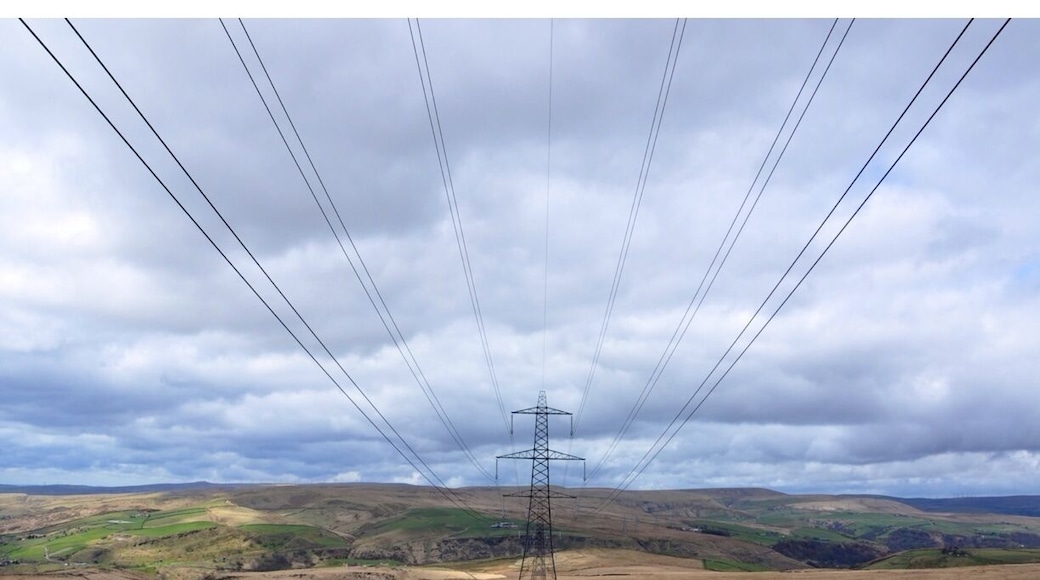 Doing a walk to find a Stanza stone in Ripponden, walking back to the pub after finding the stone and the electric pylons were lining the middle of the valley. I got to a position where I was in the middle and could see all the pylons lined up in a straight line, one in front of each other running all the way down.