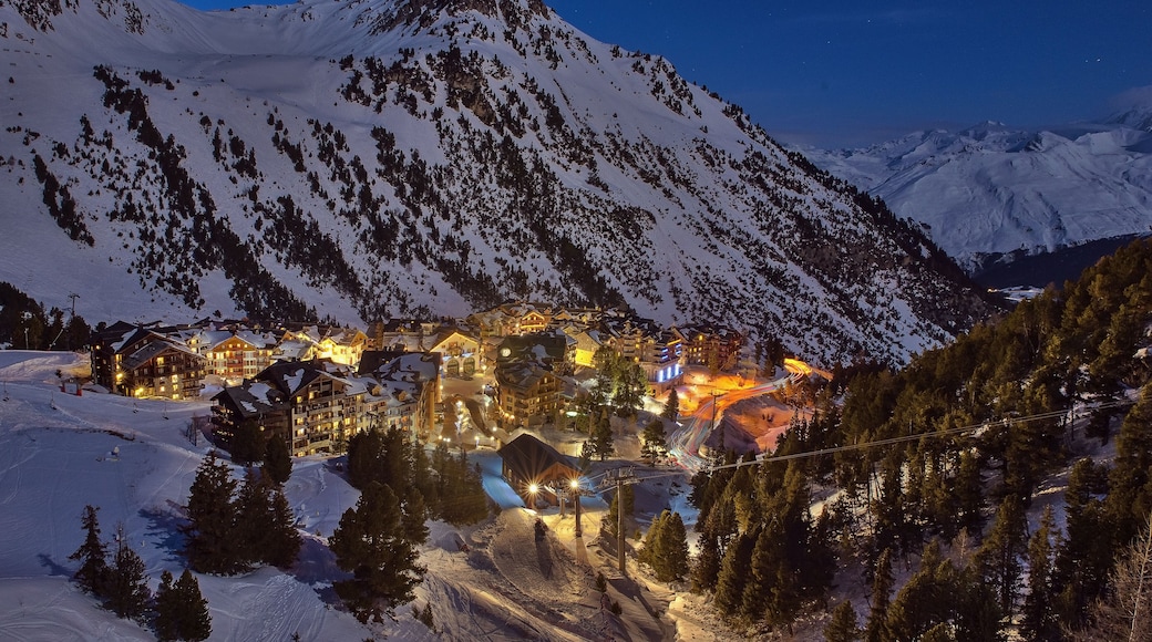 Evening picture of the village Les Arcs 1950 in France; Shutterstock ID 620410595; purchase_order: SP-1332 HA Batch 2 August 2018; Order: ; client: HomeAway; other: To be paid with HA budget