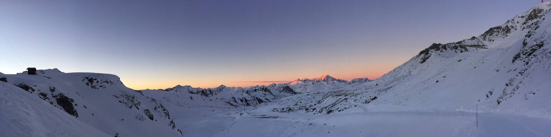 Sunset snow panorama