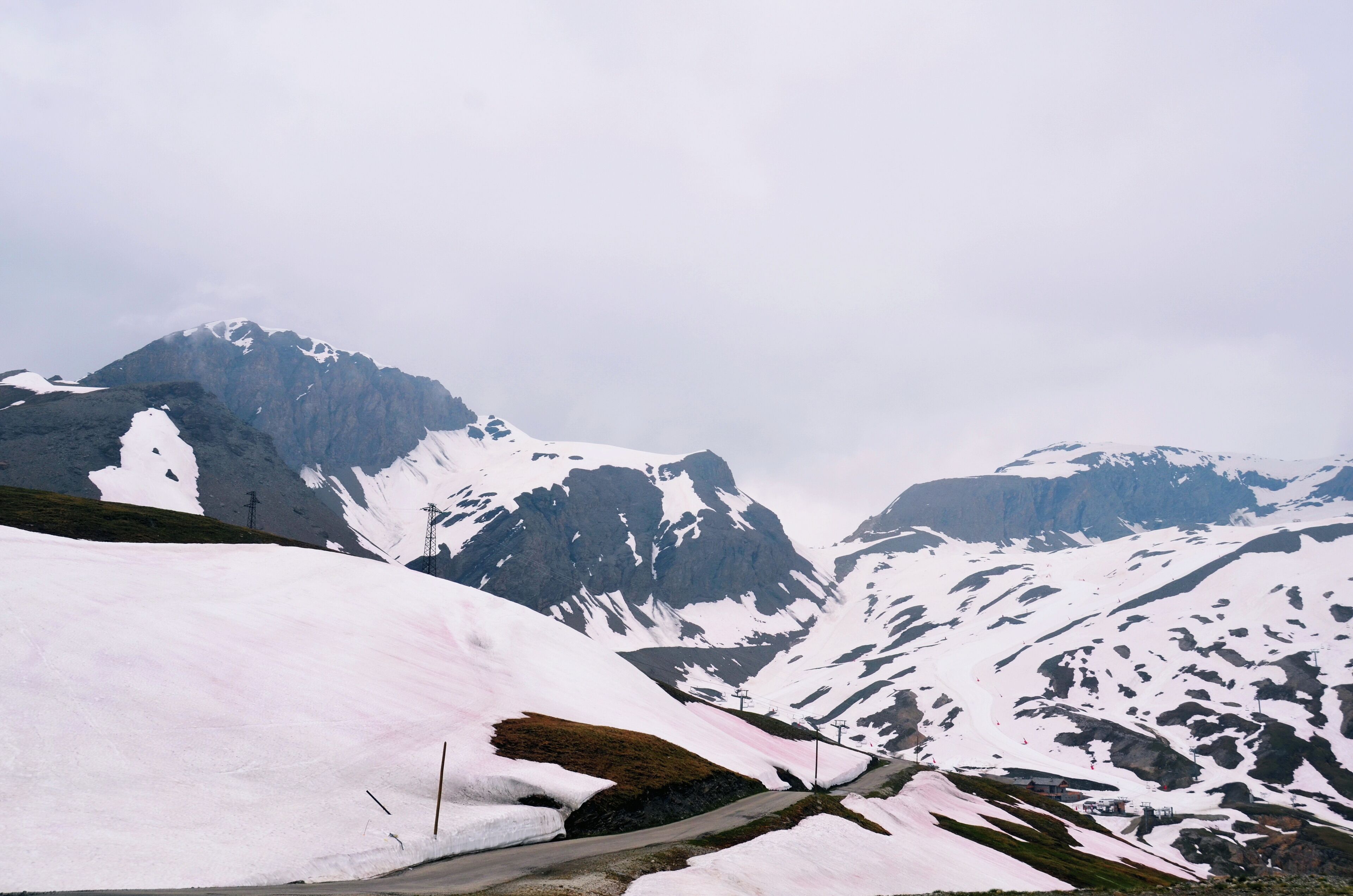 Enormous quantities of snow still 11 July 2013 and the route to the skilift near the top of the col