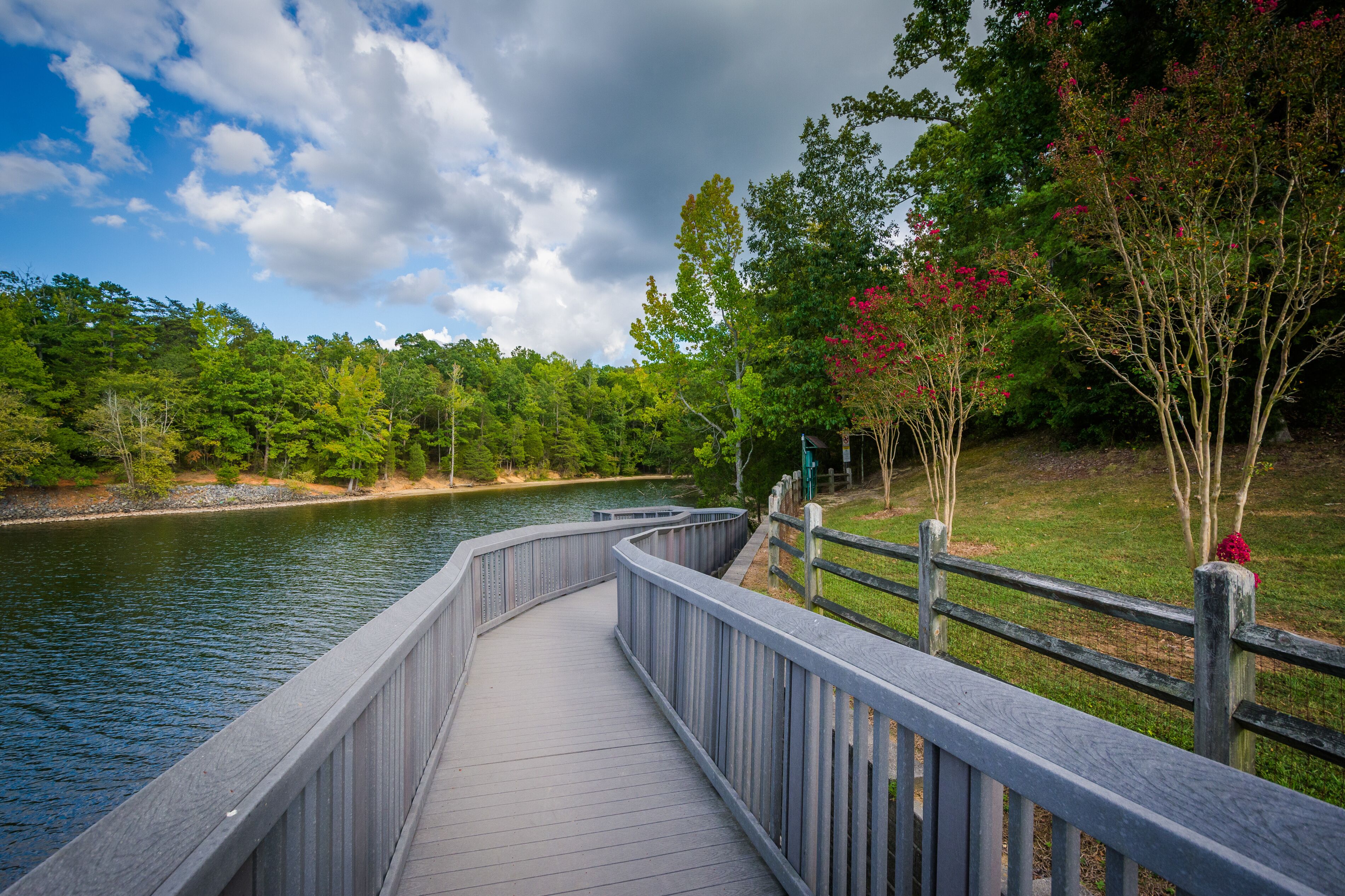 Boardwalk along Lake Wylie, at McDowell Nature Preserve, in Char