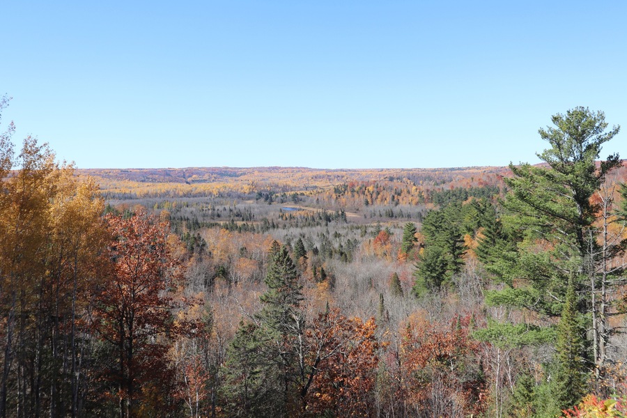 Autumn landscape with trees and lake near Interstate State Park in Taylors Falls, Minnesota.
