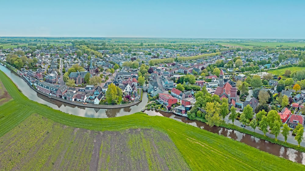 Aerial panorama from the village Harmelen in the Netherlands