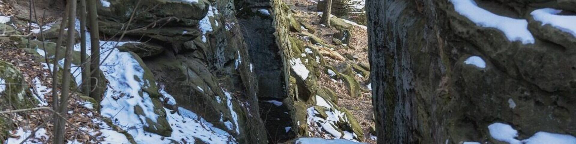 Whips Ledges after some snow.