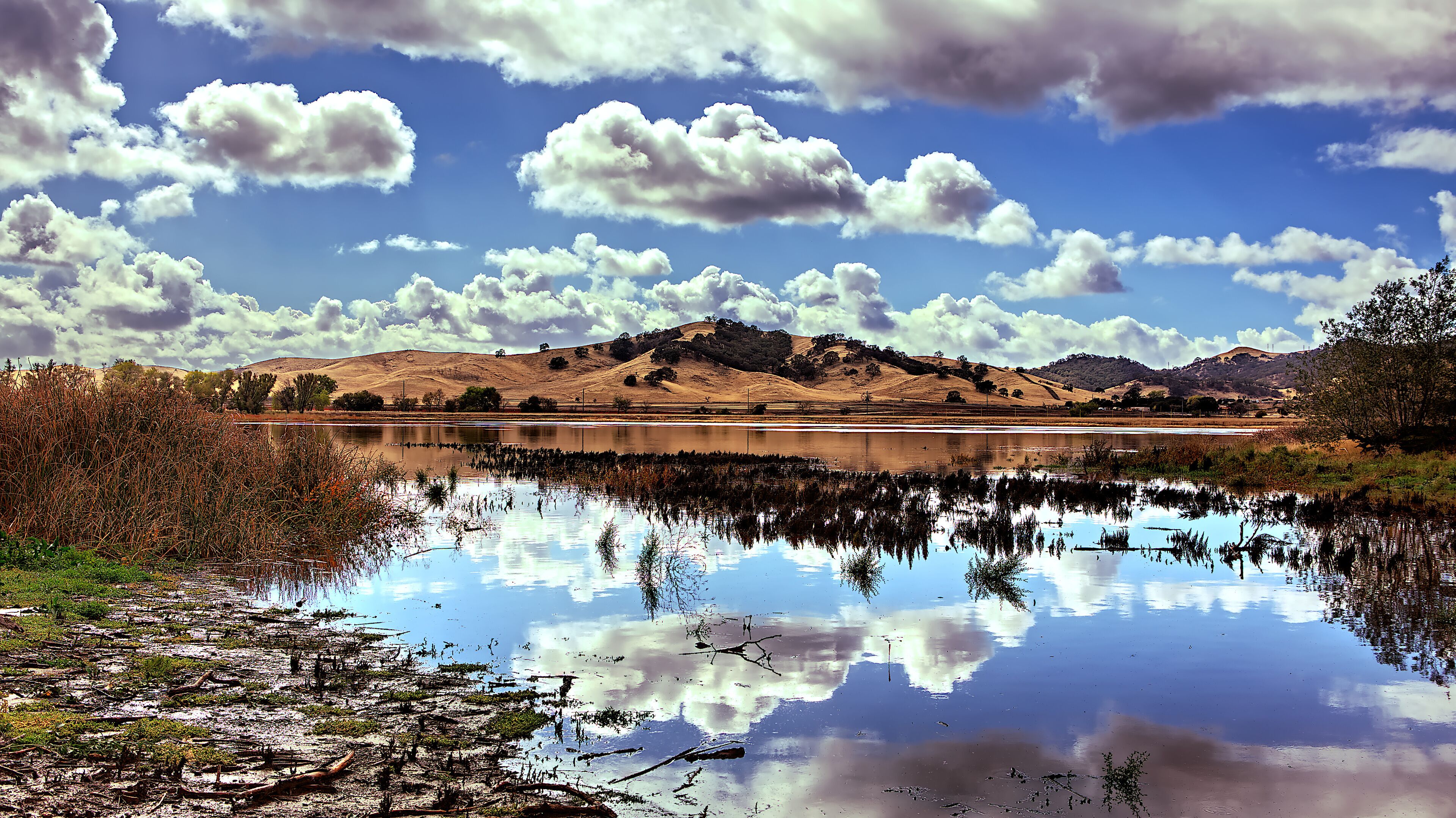 Lagoon Valley Lake a day after a cyclone in Northern California.