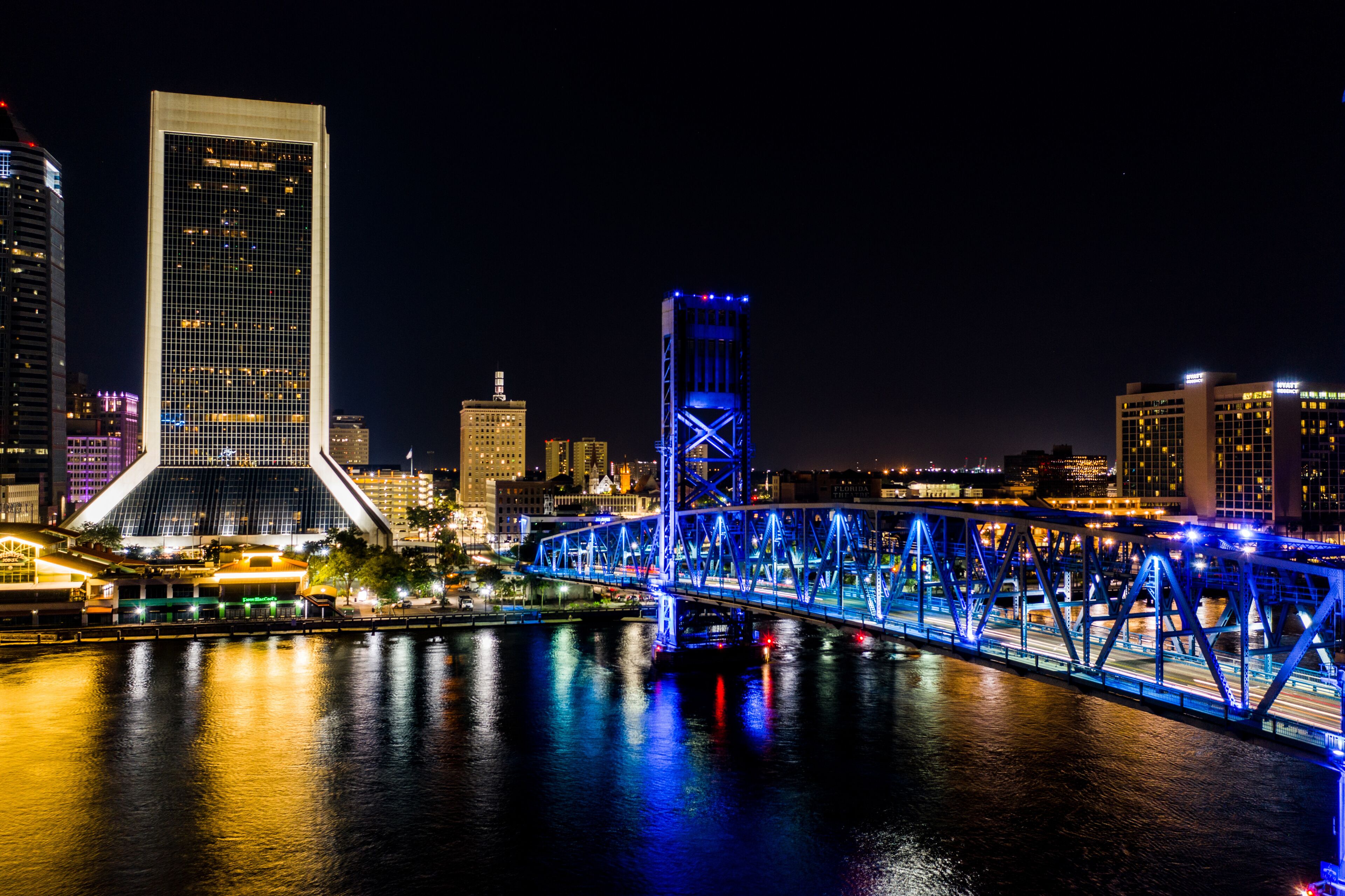 Night view of Buildings in Jacksonville Florida - Long Exposure