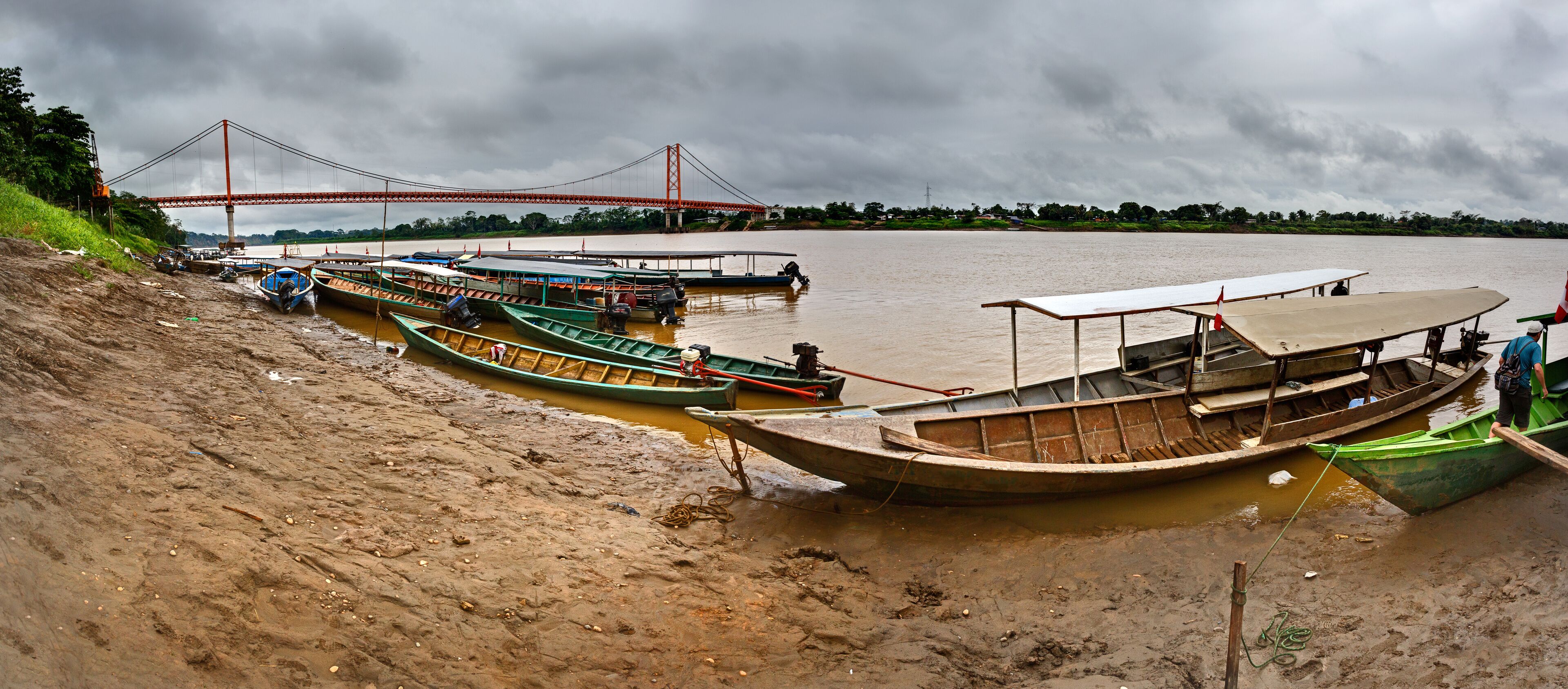 Panoramic view of the pier of Puerto Maldonado, in the Madre de Dios region, in Peru