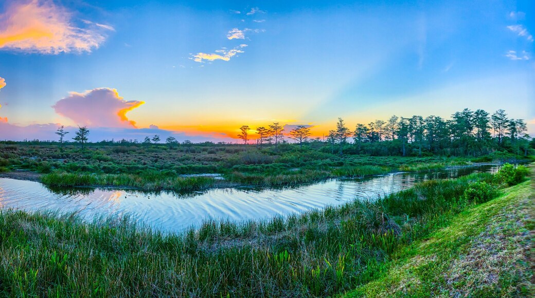 wild river sunset sky in nature